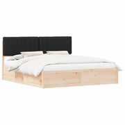 Letto matrimoniale | Letto per adulti | Letto con Testiera Rivestita Nero 180 x 200 cm Pino massello