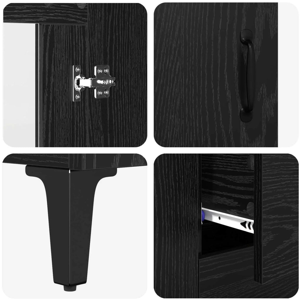 Credenza | Madia | Buffet da pranzo | Armadio da pranzo con cassetto Rovere Nero 69,5 x 34 x 90 cm