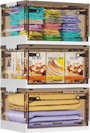 Set di 3 grandi scatole da 72 litri pieghevoli con coperchio e ruote, scatole, scatole, cassette trasparenti da appendere, cassetti da cucina, soggiorno, camera