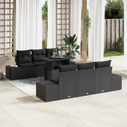 Set Divano da Giardino con cuscino 7 pcs Nero