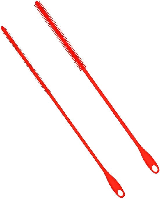 Set di spazzole per pulire ragnatele in silicone - 2 pezzi - Spazzola flessibile con setole - Diametro 6mm/8mm - Lunghezza 24cm - Adatto per ragnatele in vetro/metallo