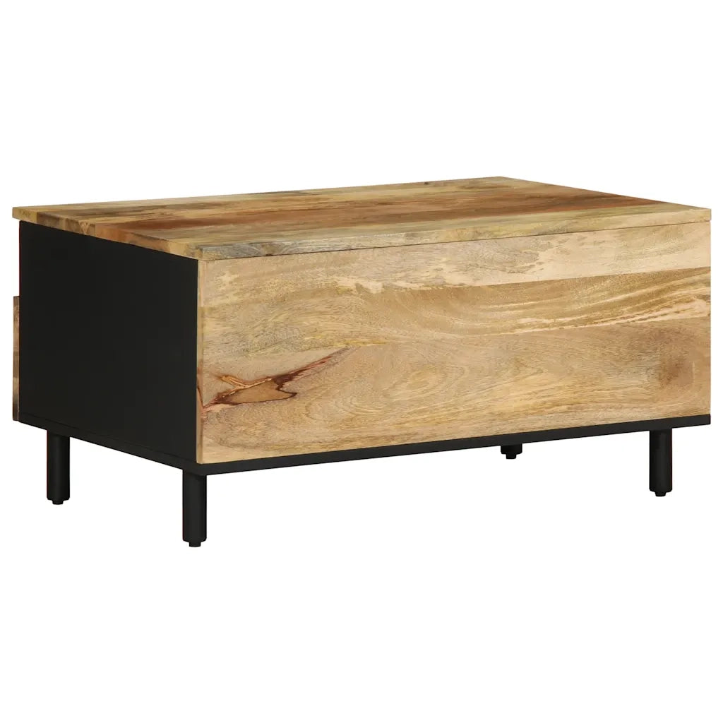 vidaXL Tavolino da Salotto Nero 80x54x40cm Legno Massello Mango Grezzo