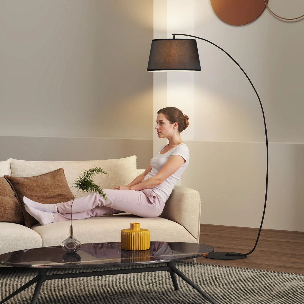 Lampada da terra ad arco ¨C zephmum ¨C metallo lin nero