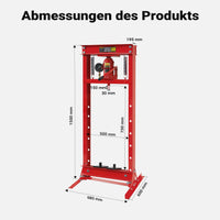 Pressa idraulica da officina 20t Pressa a telaio per cuscinetti con manometro