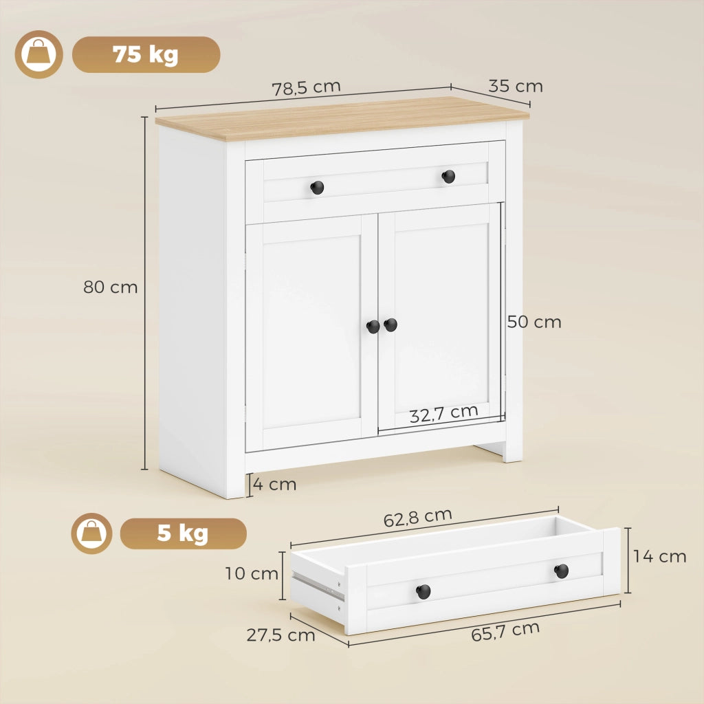 Credenza con cassetti e ante ¨C zephmum ¨C bianco 78.5x35x80 cm