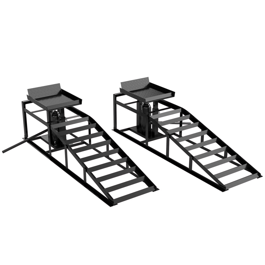 2 Rampe Idrauliche Auto 114x34,5x23-32,5A cm Portata 3T in Metallo Nero