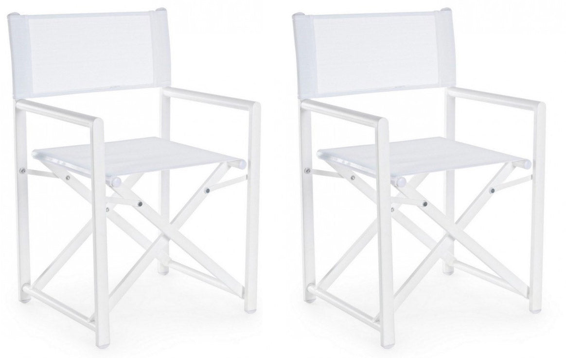 Set 2 Sedie Regista da Giardino 48x56x86h cm Taylor Bianco