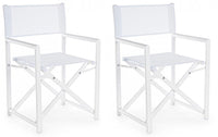 Set 2 Sedie Regista da Giardino 48x56x86h cm Taylor Bianco