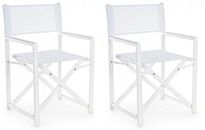 Set 2 Sedie Regista da Giardino 48x56x86h cm Taylor Bianco