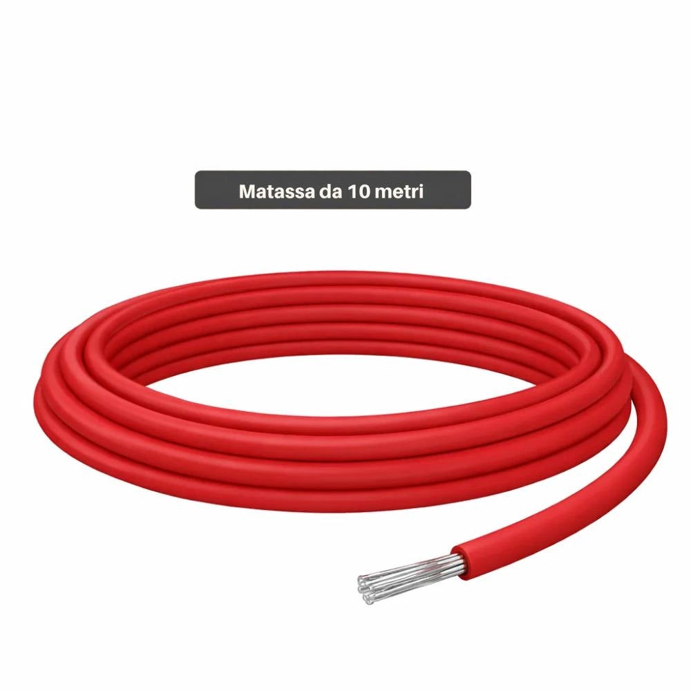 Cavo solare unipolare rosso flessibile 6 mm² per impianti fotovoltaici *** lunghezza metri 10, confezione 1