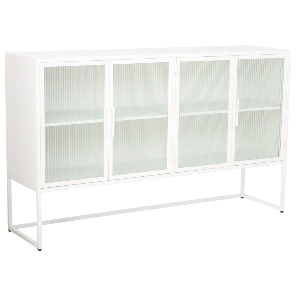 Credenza in metallo bianco a 4 ante 150x38,5x90,5h cm