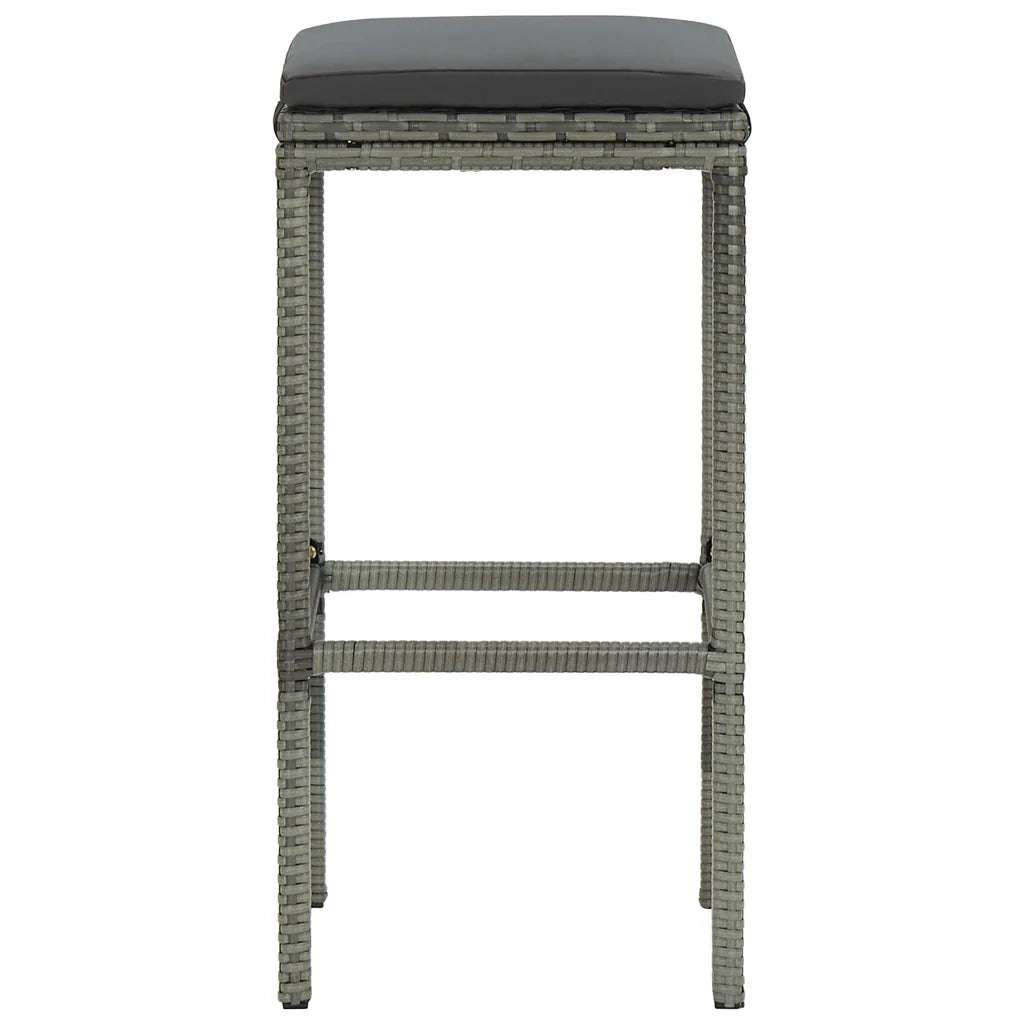 Sgabelli da Bar con Cuscini 2 pz Grigi in Polyrattan 313441