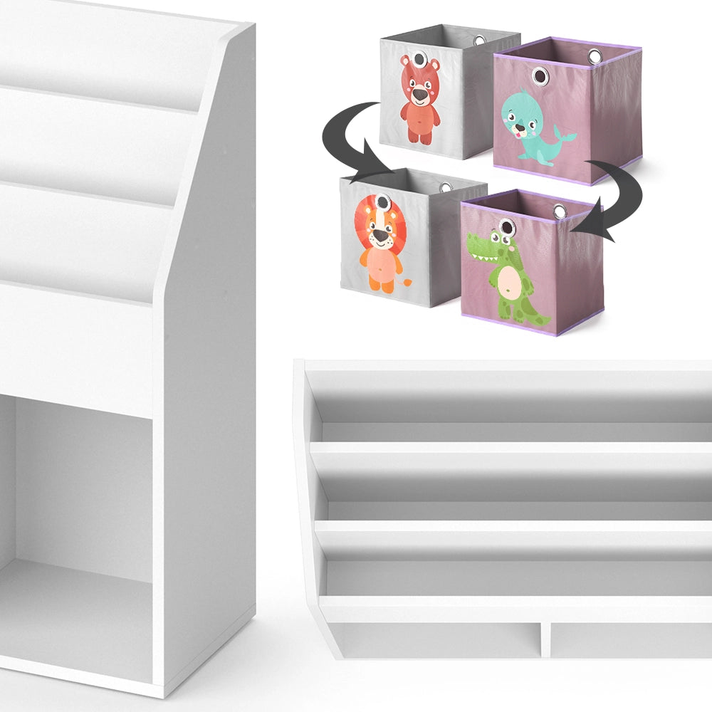 Vicco Libreria bambini Bianco 30.7 x 79 cm con 2 scatole pieghevoli opt.3