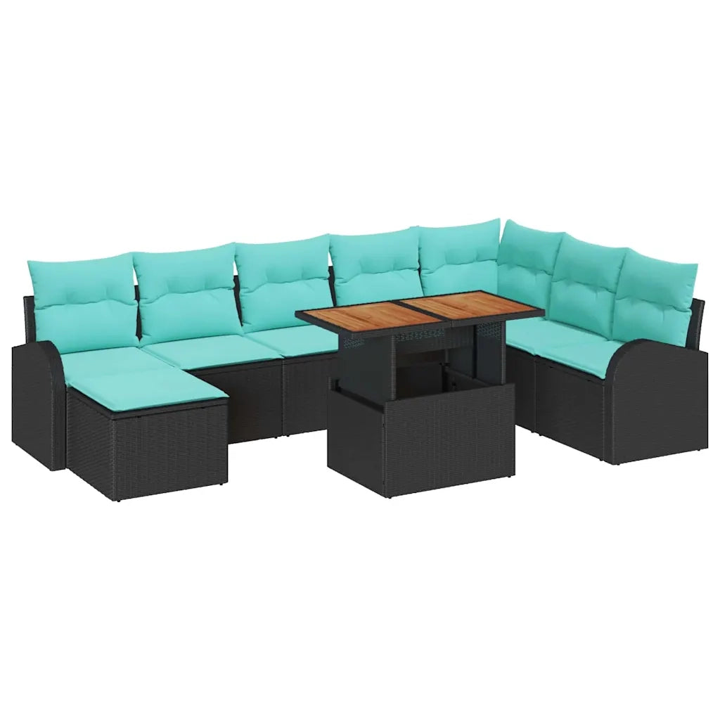 Set Divano da Giardino con archiviazione 9 pcs Nero Poly Rattan 3358363