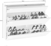 Scarpiera 2 Ante e 1 Antina a Ribalta 120x26,5x108 cm Magic Bianco Lucido