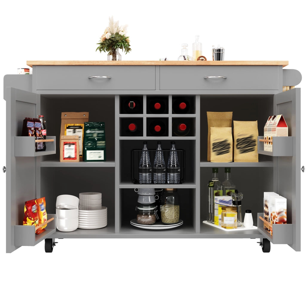 CARRELLO DA CUCINA 102x45x92 cm Grigio in MDF e metallo con ruote
