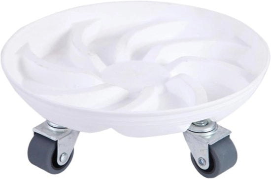 Carrello per piante - Ruota universale in acciaio con grande capacità di carico e rem - Cassa mobile e bacino per acqua - Carrello per piante portatile (bianco)
