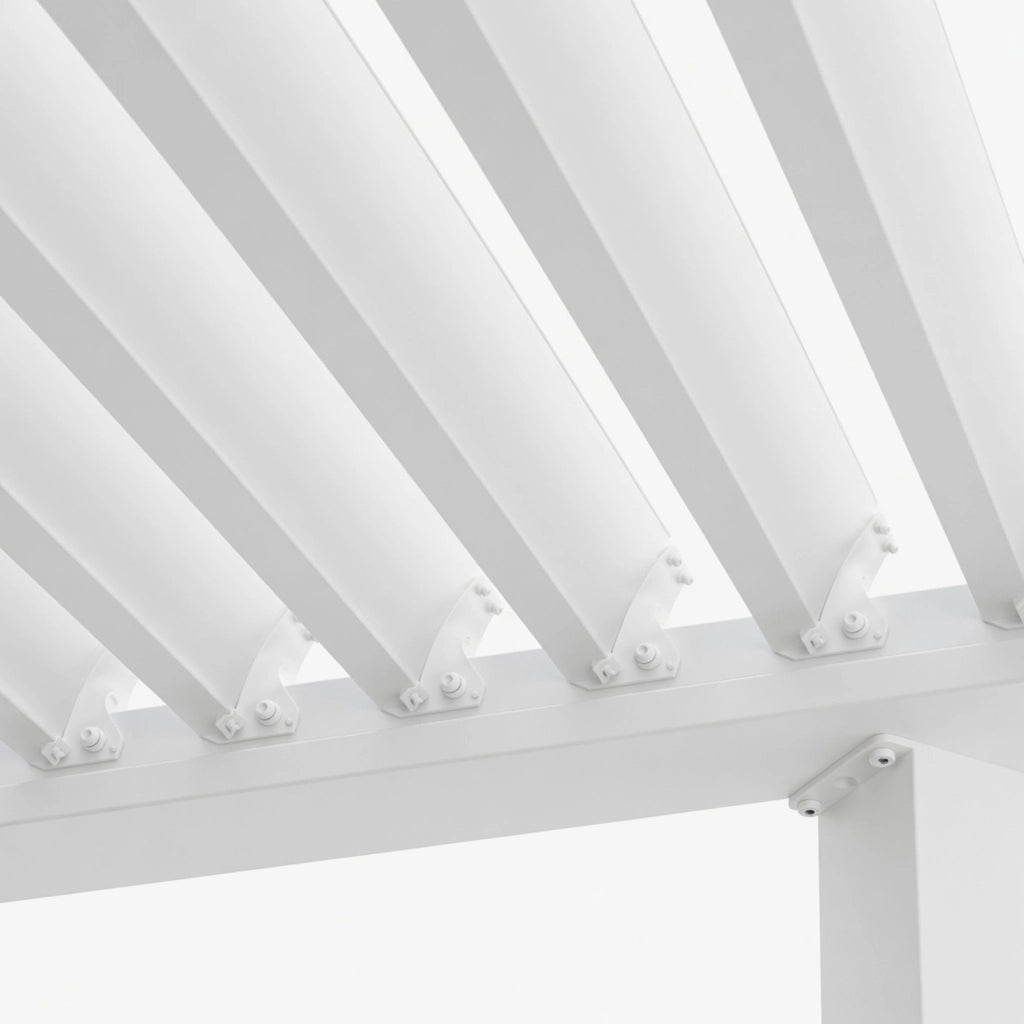 Pergola Bioclimatica 3x4 Metri Gazebo Con Tetto A Lamelle Orientabili Sistema Di Drenaggio Struttura In Acciaio E Alluminio Resistente Ai Raggi UV Per Giardino Terrazza E Piscina Bianco Opaco