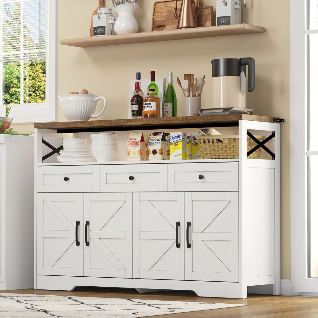 Credenza con 3 cassetti e 2 armadietti in MDF 140 cm