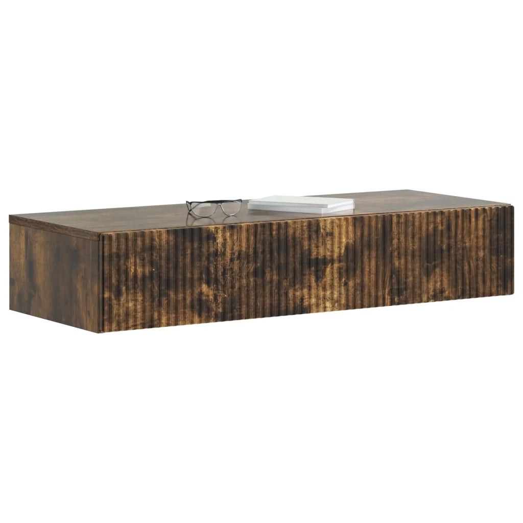 Tavolino da Parete Laterale Rovere Fumo 87,5 x 34,5 x 17 cm