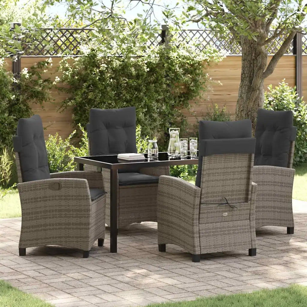 Set da Pranzo per Giardino con cuscino 5 pcs Grigio polyrattan 3380388