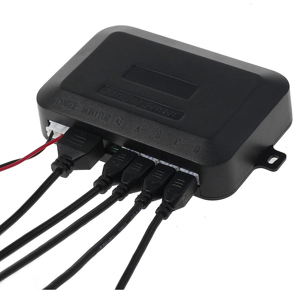 Trade Shop - Kit 4 Sensore Di Parcheggio Con Display Led Auto Sensore Posteriore Allarme Nero -