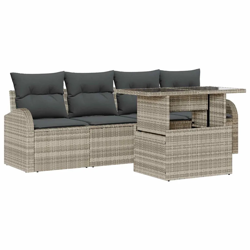 Set Divano da Giardino con cuscino 5 pcs Grigio chiaro
