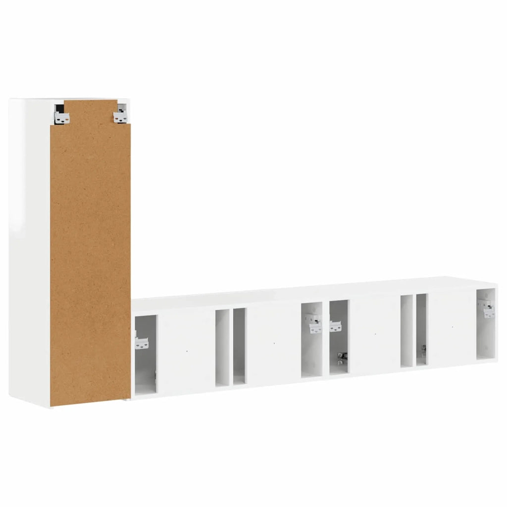 Set mobile TV 3 pcs Bianco Lucido Legno multistrato