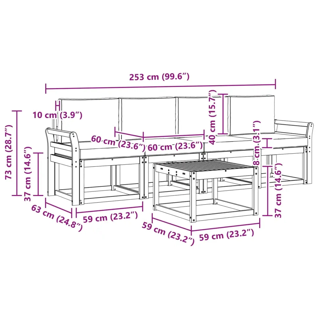 Set di divani da esterno 5 pz Bianco e Beige 3387212