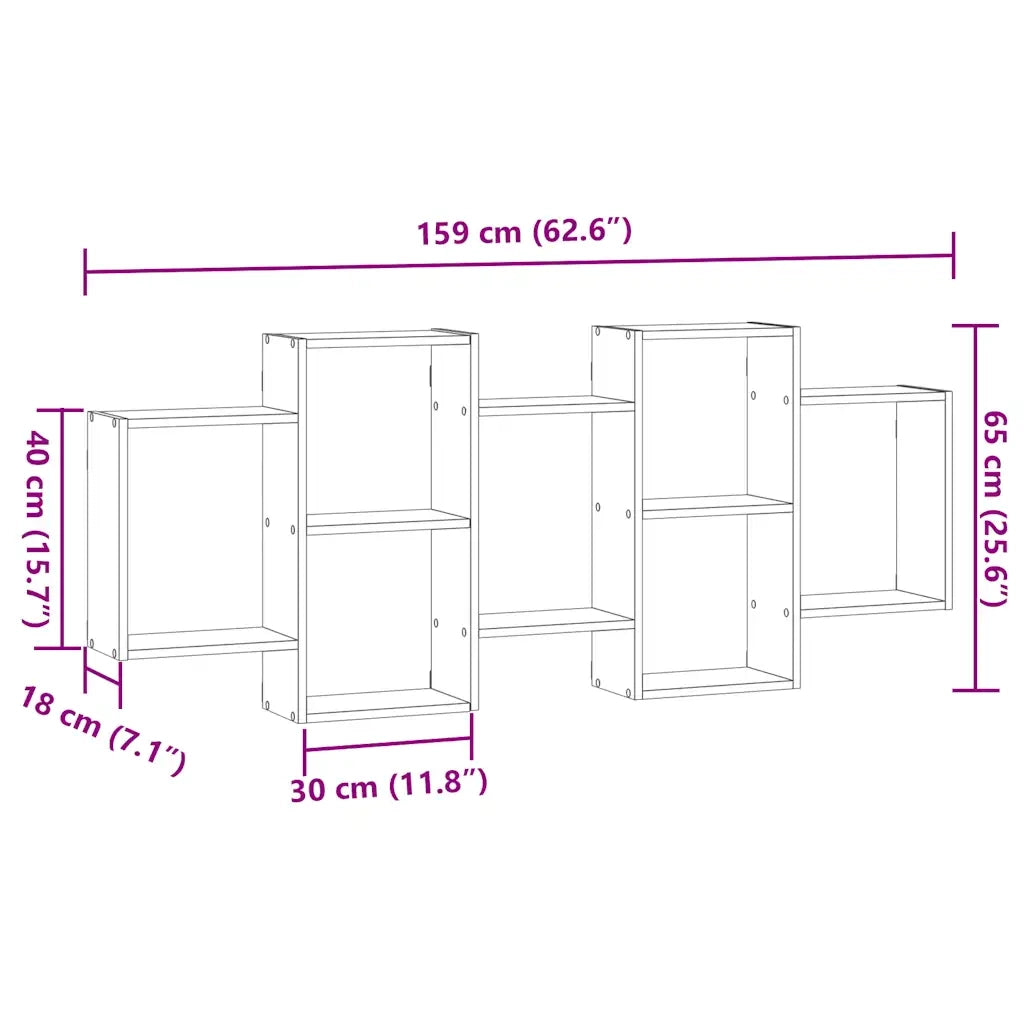 vidaXL Mensola a Muro Grigio Sonoma 159x18x65 cm in Truciolato