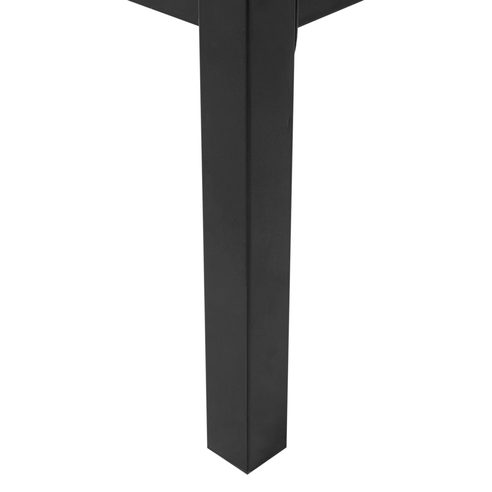 Letto in metallo Nero con rete a doghe 140 x 200 cm in legno massello industriale minimalista
