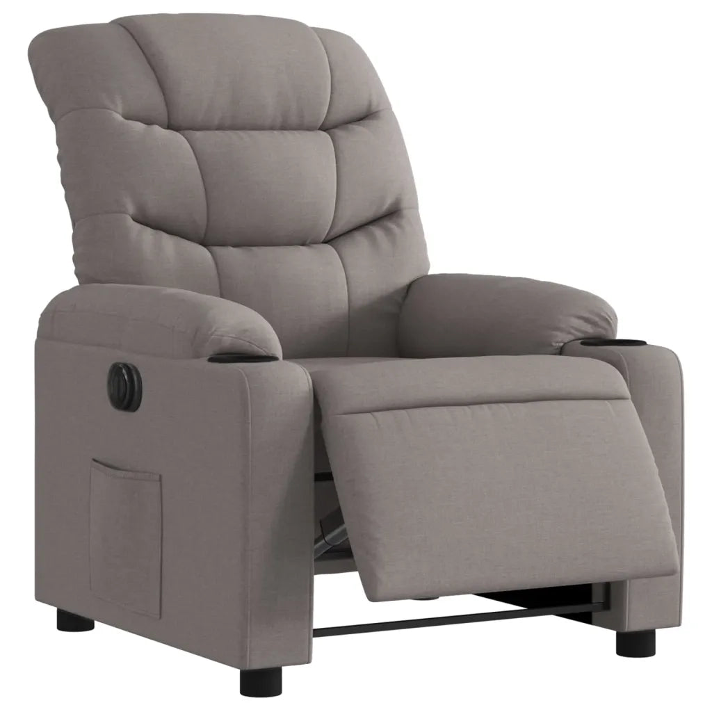 Poltrona | Sedia Relax Elettrica Reclinabile Tortora in Tessuto