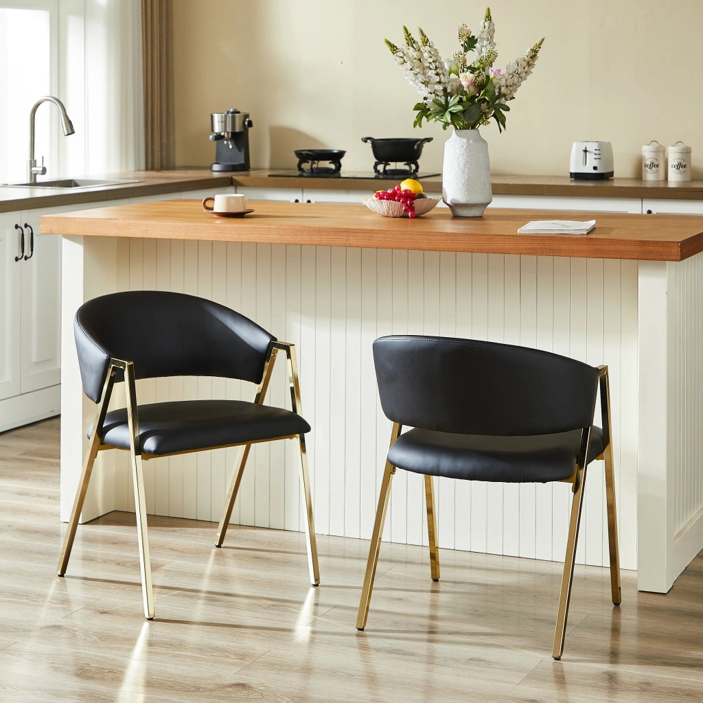 SEDIA con schienale ergonomico Nero struttura in metallo oro
