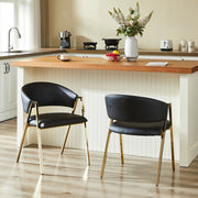 SEDIA con schienale ergonomico Nero struttura in metallo oro