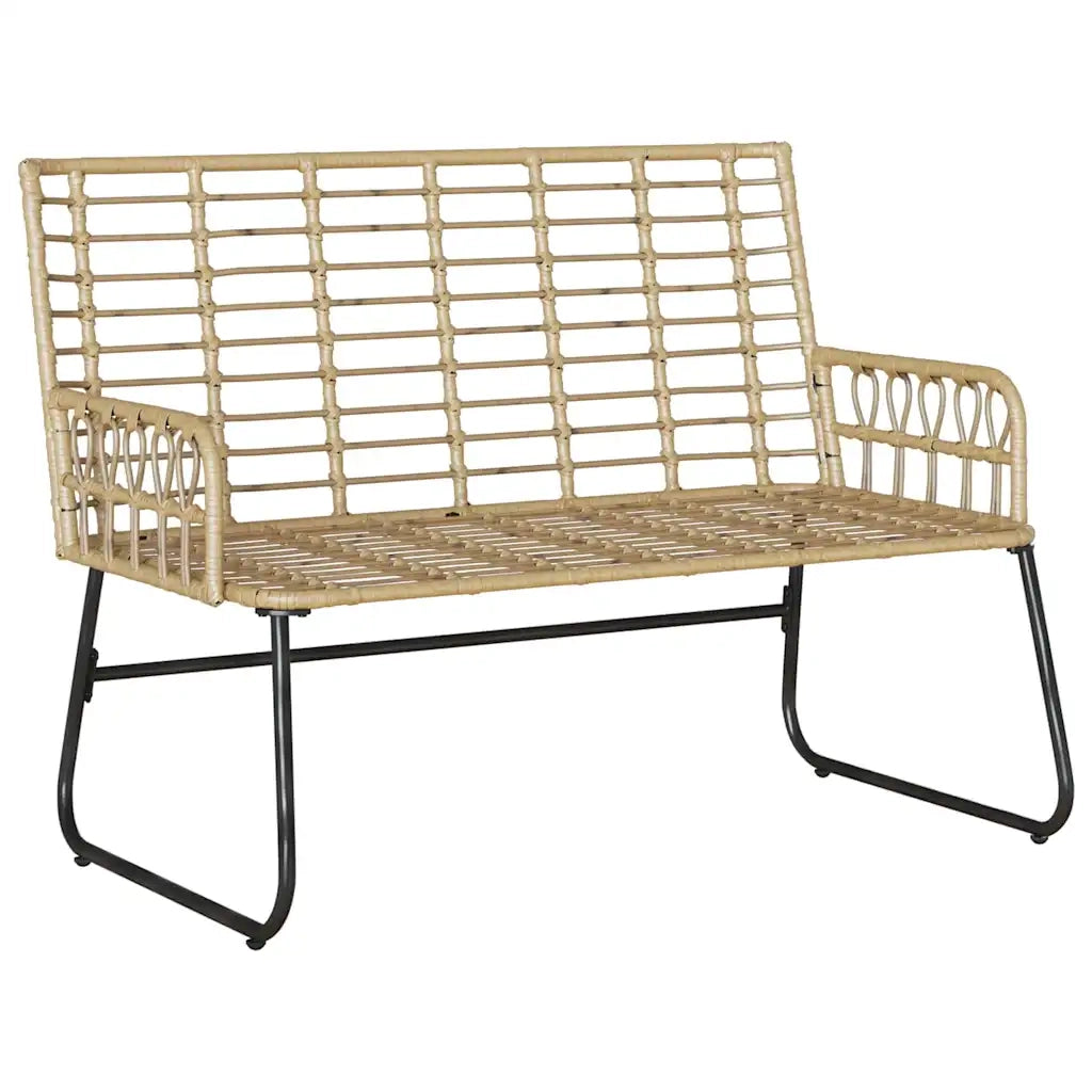Panchina da giardino Marrone e Crema polyrattan 42010354