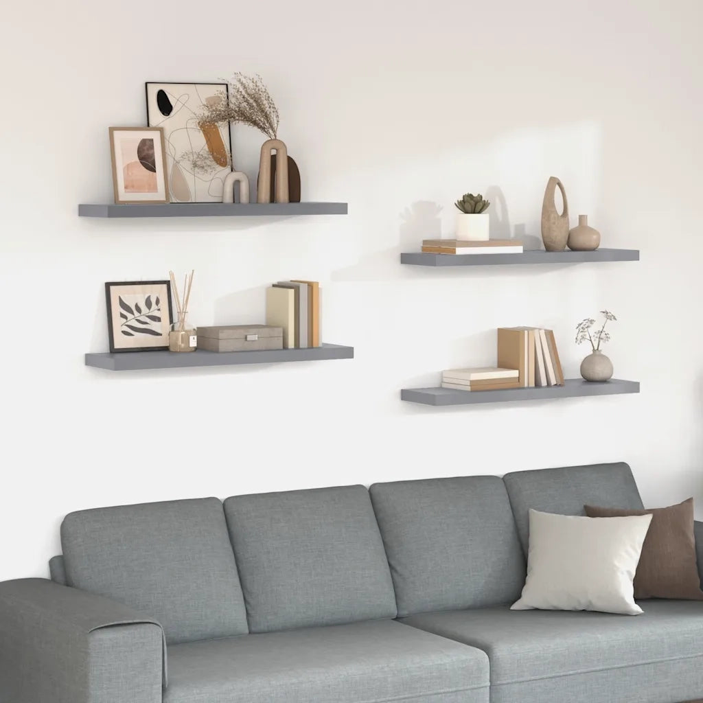Scaffali a Parete 4 pz Grigi 90x23,5x3,8 cm in MDF cod mxl 33286