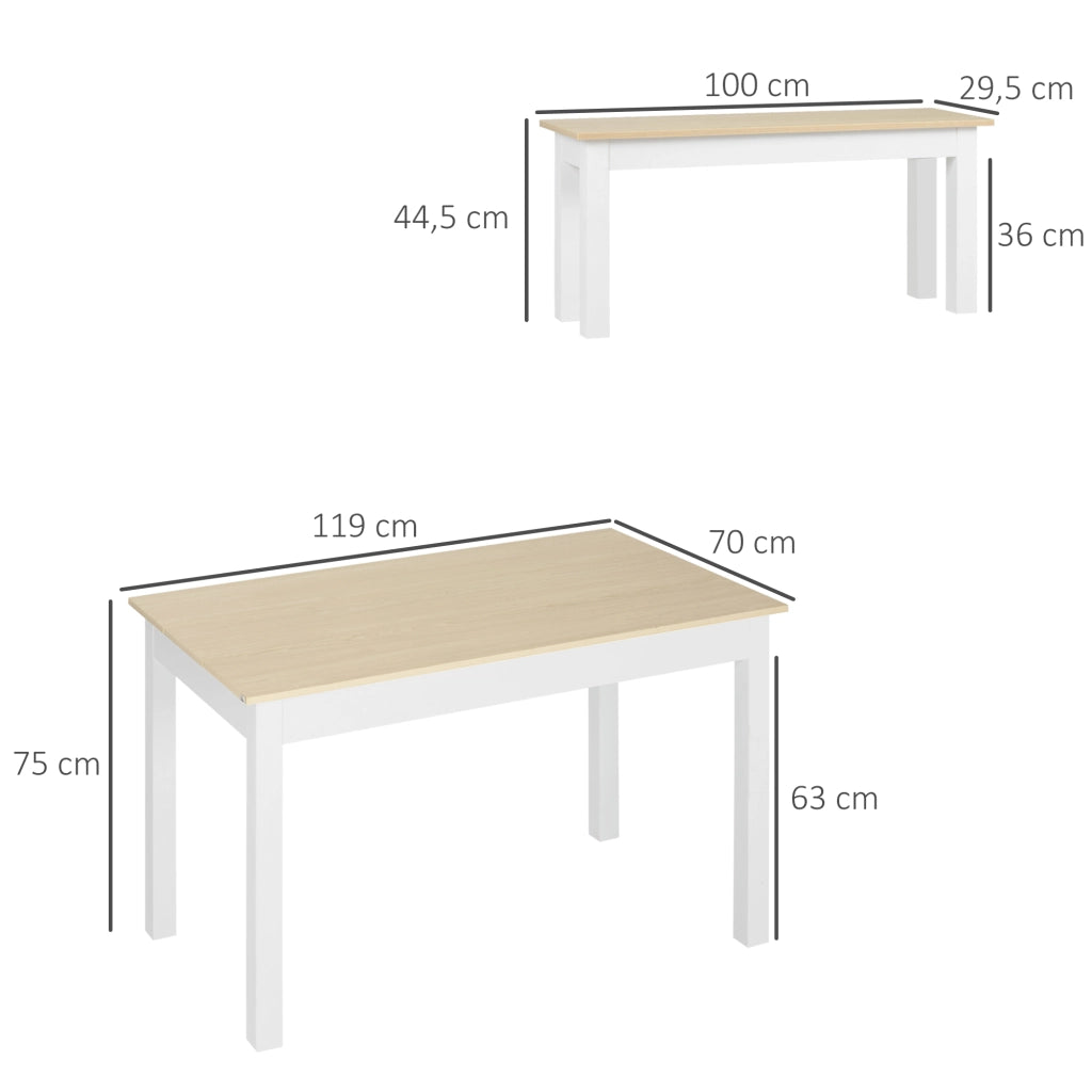Tavolo da pranzo allungabile con 2 panche ¨C Minimal ¨C Legno effetto rovere 120x80x75 cm