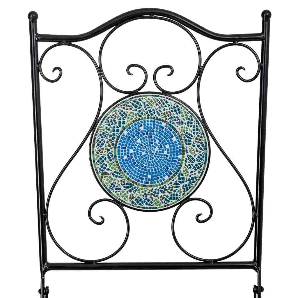 Set tavolo e 2 sedie in metallo, 60x60x75h cm, 38x46x90h cm