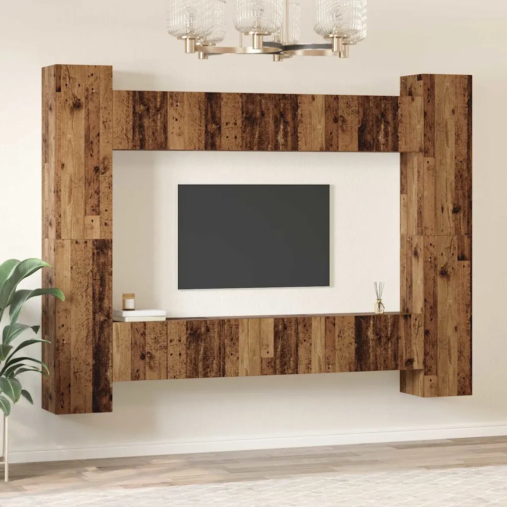 vidaXL Set mobile TV 10 pcs Legno vecchio 30.5 x 30 x 90 cm