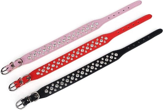 Collare per cani e gatti in pelle artificiale con perle per cani e gatti taglia S nero.