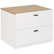 Comodino bianco con legno chiaro MDF 2 cassetti camera da letto scandinava