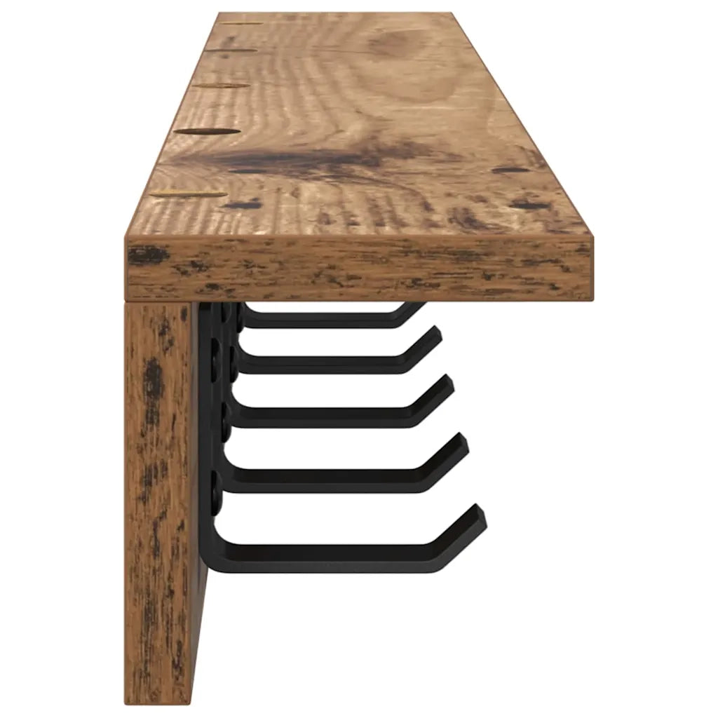 Appendiabiti a muro Legno vecchio 80 x 10,5 x 10,5 cm 874369