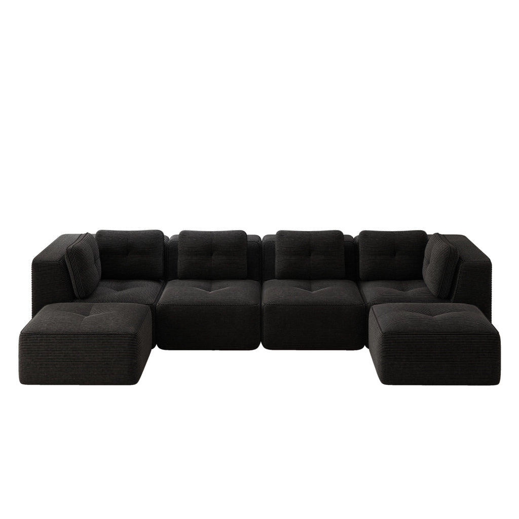 Divano Angolare Modulare con Ottomane ¨C MINIMAL ¨C Nero, Tessuto