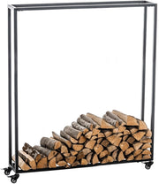 Portalegna per Camino HETTA in Acciaio Inox nero,25x100x150 cm