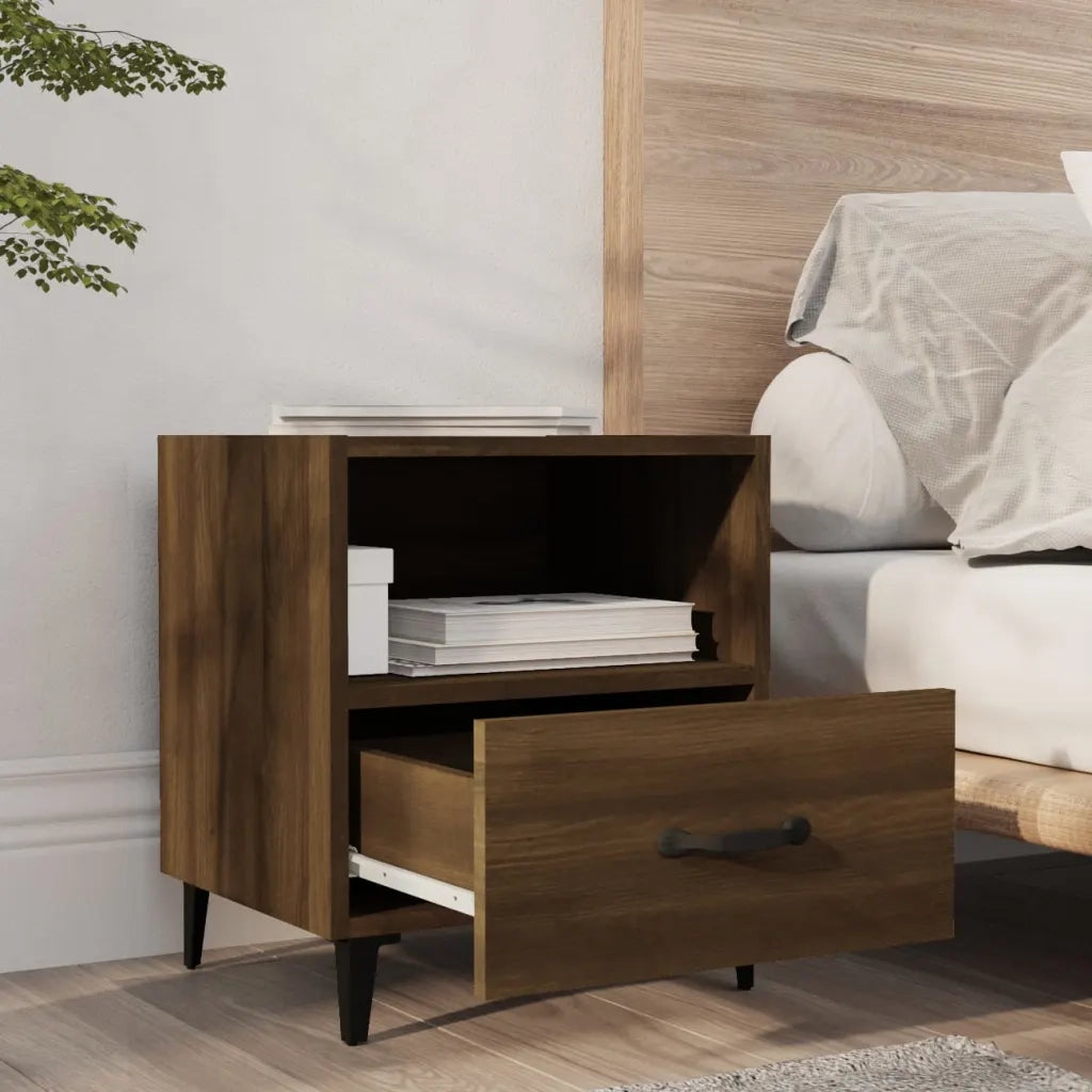 Set di 2 Comodini | Armadio da Notte | Mobiletto da notte Rovere Marrone in Legno Multistrato