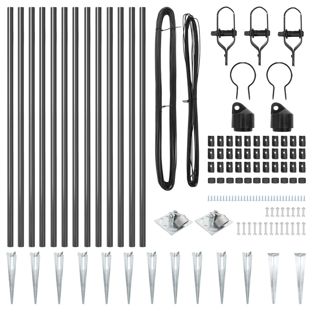 Pali per Recinzione con Punta 13 pcs Ã˜32 mm 120 cm Acciaio Zincato