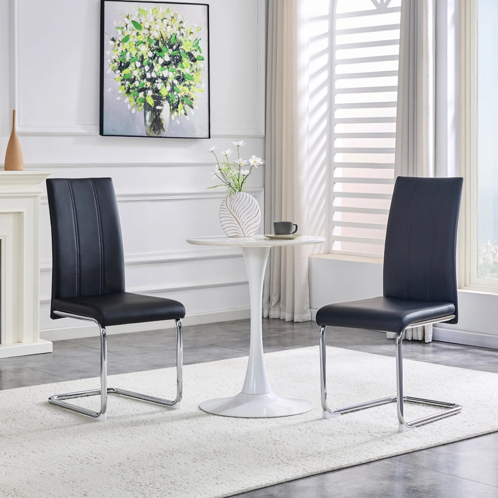 Sedia da Pranzo Moderna ¨C MINIMAL ¨C Nero, Similpelle, Gambe in Metallo