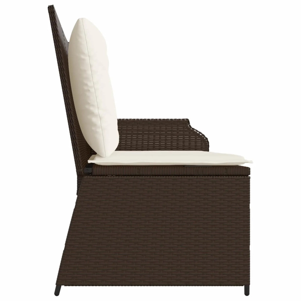 Panchina da giardino con cuscino Nero e Bianco Crema polyrattan