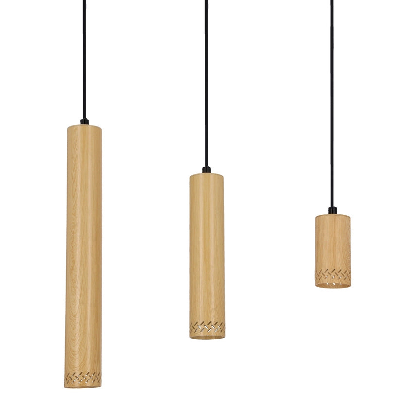 Lampadario Candellux TUBO 3xGU10 nero/legno dimmer 46cm