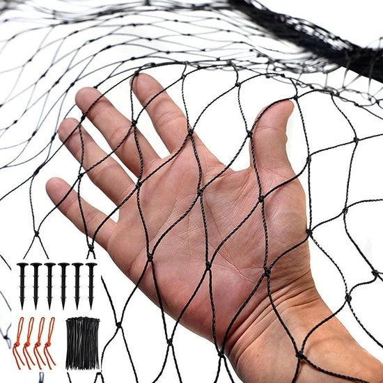 Rete per uccelli 7,5x15 m, reti per uccelli nere, protezione degli uccelli.